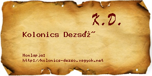 Kolonics Dezső névjegykártya