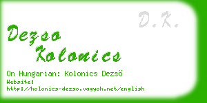 dezso kolonics business card