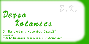 dezso kolonics business card